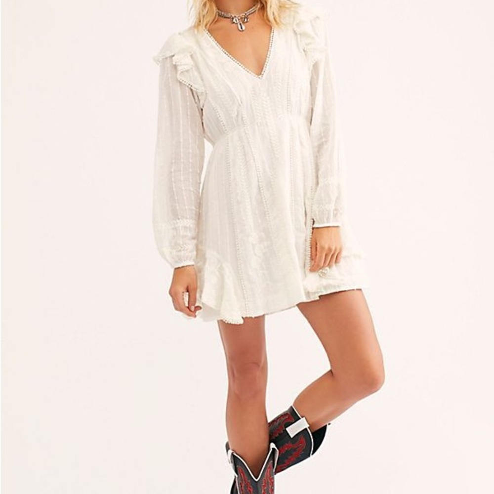 NWT Free People Elegant White Ruffle Dress